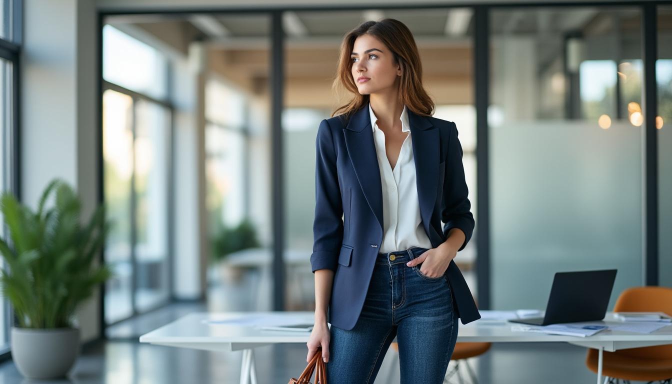 découvrez notre sélection des meilleurs jeans de travail pour femme, alliant confort optimal et style moderne pour accompagner toutes vos journées professionnelles avec aisance.