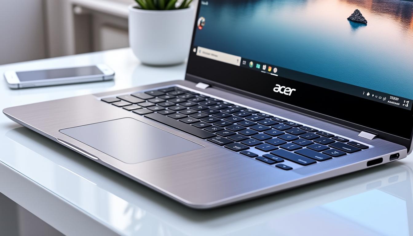 découvrez le pc portable acer léger, parfait pour les voyages d'affaires. alliant performance et mobilité, il vous accompagne partout avec élégance et efficacité.