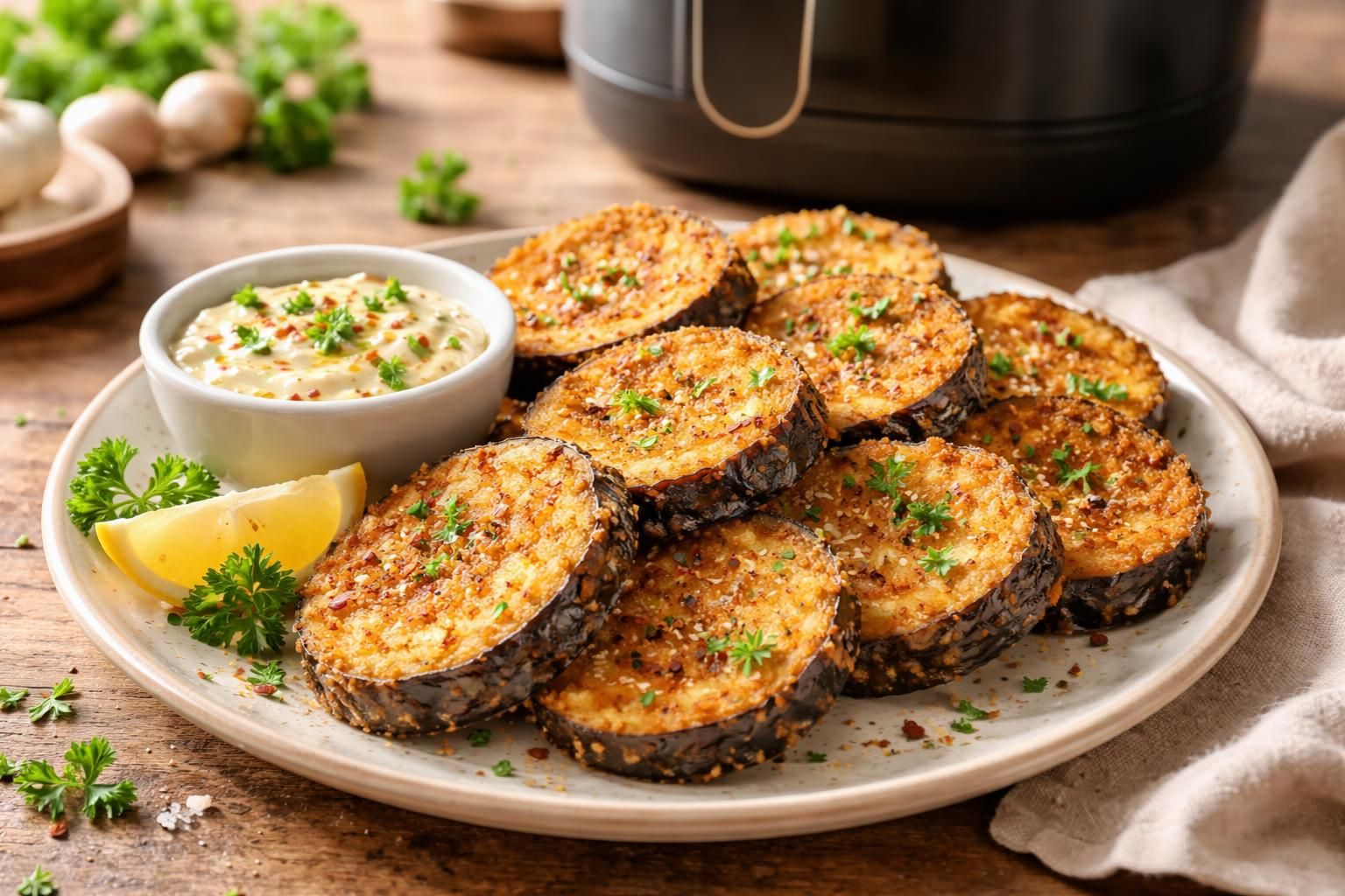 découvrez comment préparer une aubergine panée croustillante et savoureuse à l'air fryer, une recette simple qui éveillera vos papilles et régalera toute la famille.