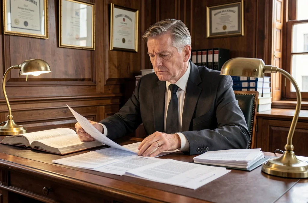 Avocat consultant des documents juridiques sur le harcèlement téléphonique d'un huissier dans un cabinet